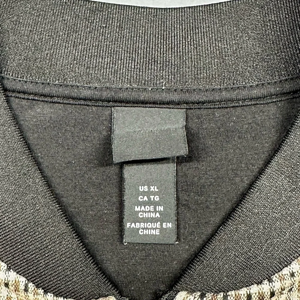 H&M Men's XL Zip-Front Checked Bomber Jacket Beige/Black‎ Trim, Street Casual - Picture 2 of 5
